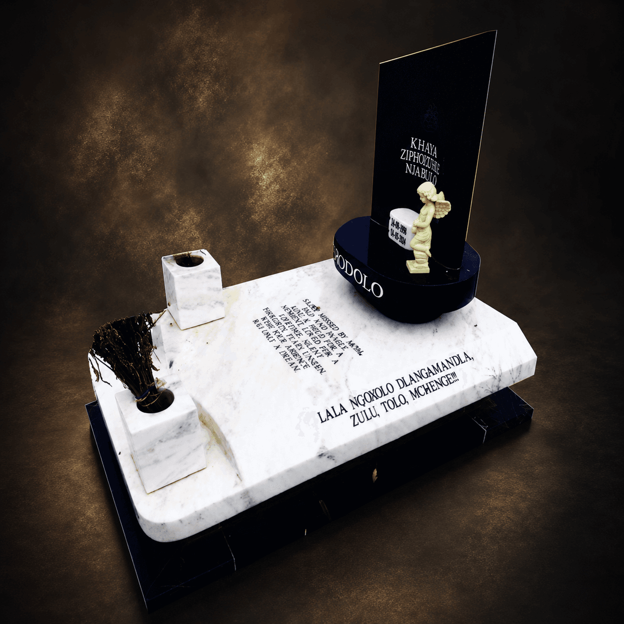 Natural stone memorial markers